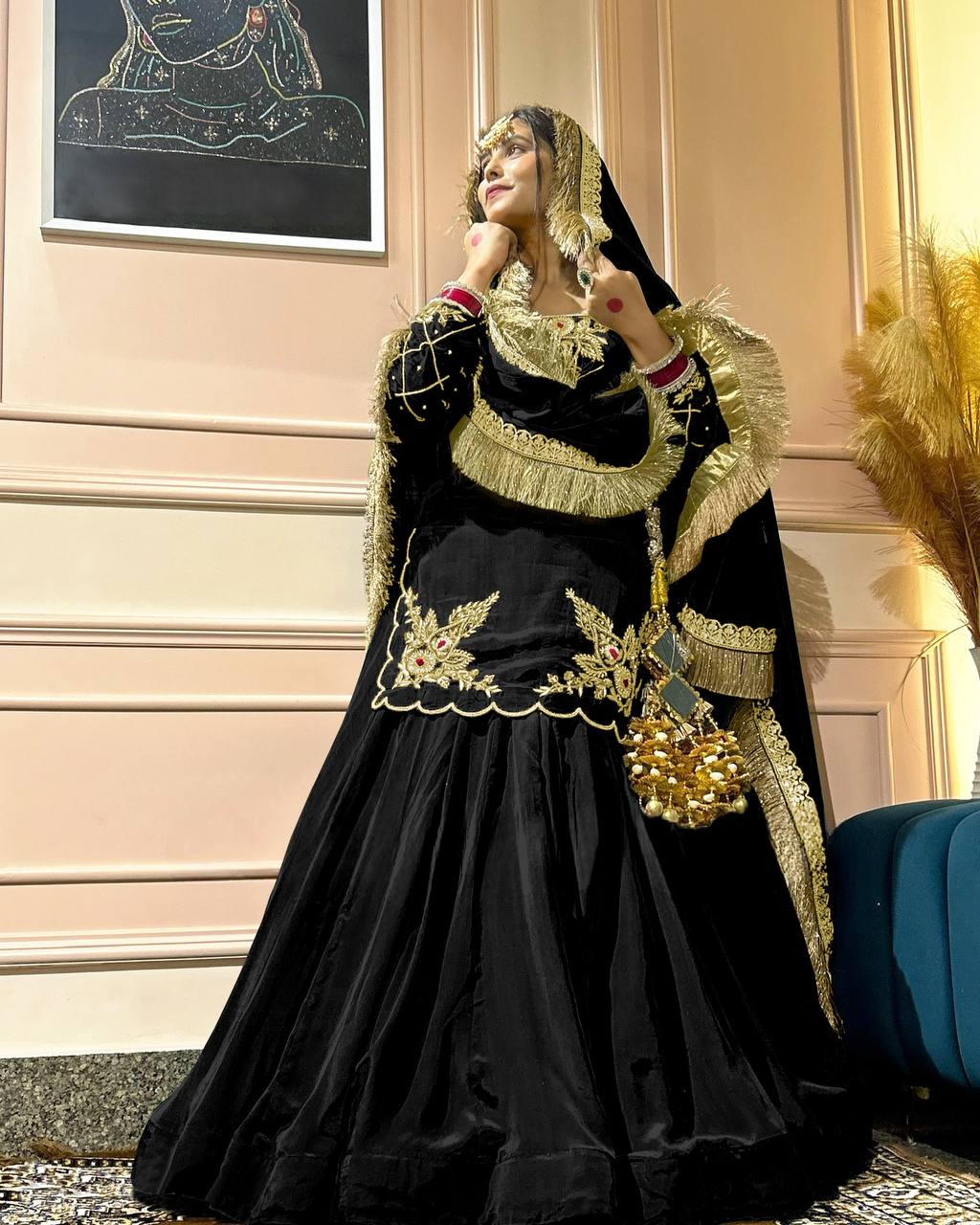 Deep Maroon Heritage Flared Silhouette